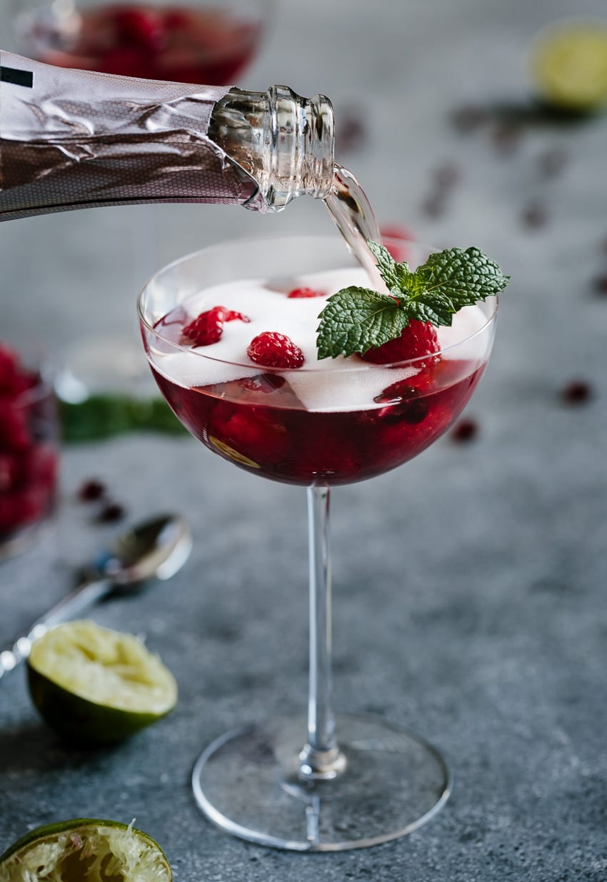 Pomegranate and Raspberry Rosé Cocktail