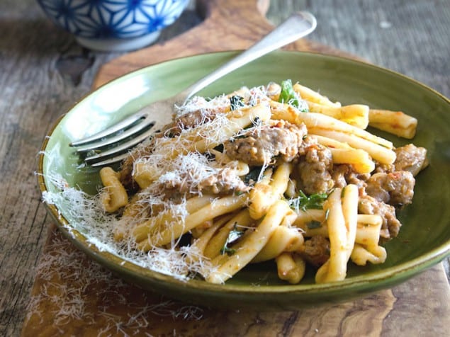 Casarecce with Lamb Sausage and Baby Kale is a great, no-fuss dinner that is packed with flavor. Simple, flexible and delicious.