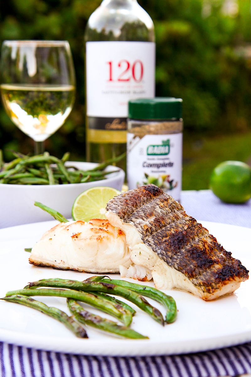 Grilled White Wine Sea Bass