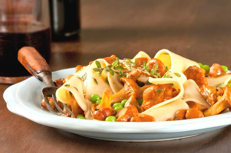 Toasted Pappardelle with Chanterelles and Hazelnuts