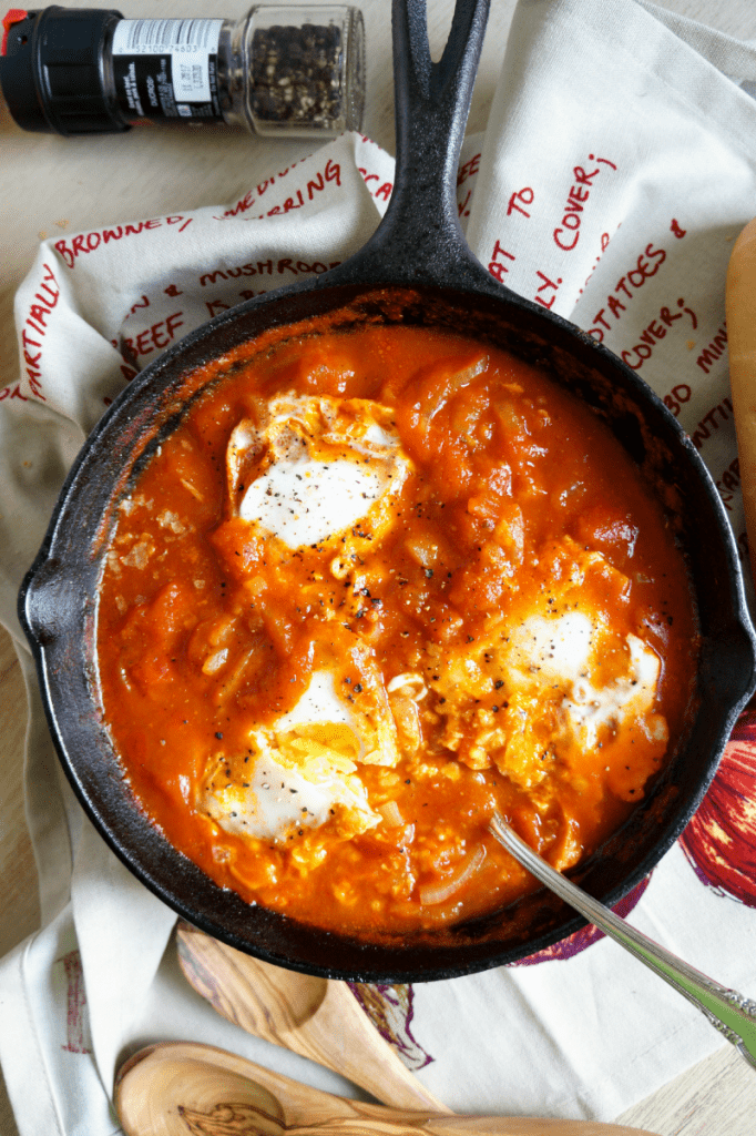 Tomato Sauce Poached Eggs