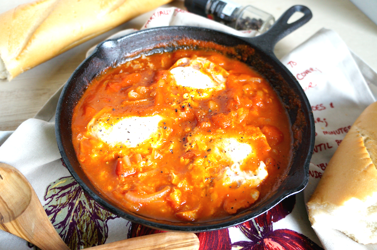 Tomato Sauce Poached Eggs