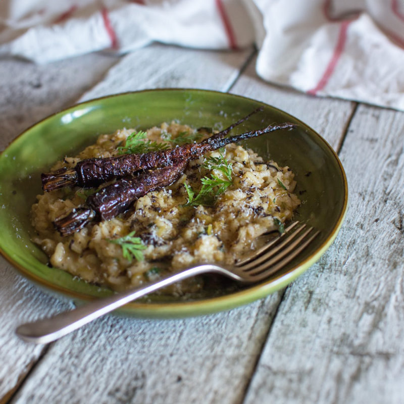 Truffle Risotto with Roasted Baby Carrots - Honest Cooking Recipe