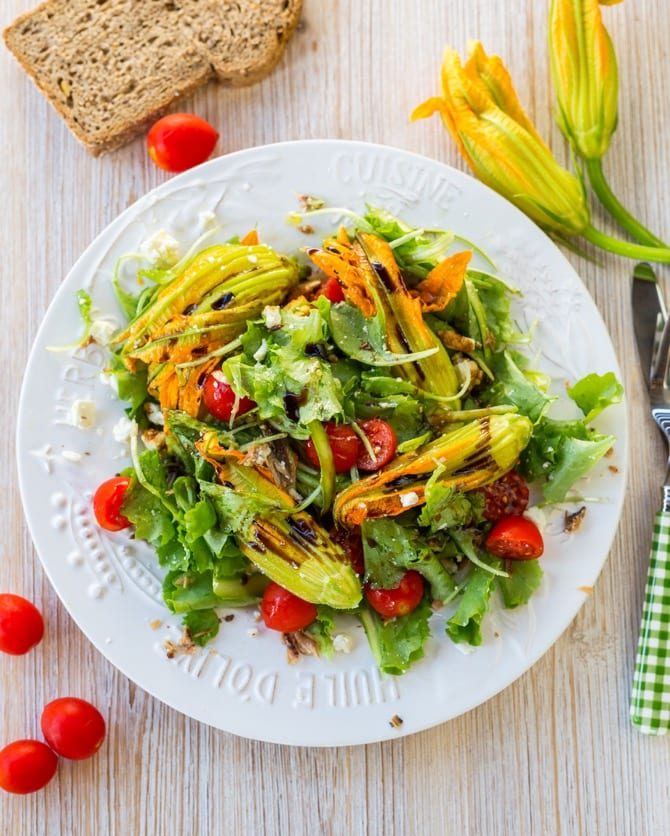 Herring, Feta, and Zucchini Blossom Salad