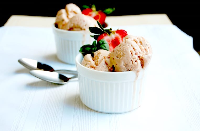 Strawberry Balsamic Basil Gelato