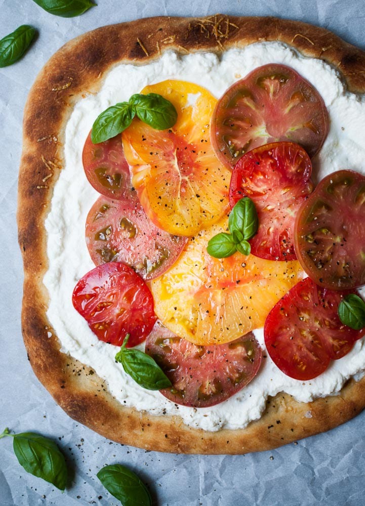Simple Summer Tomato and Ricotta Pizza