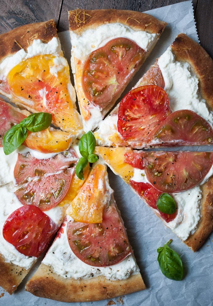 Simple Summer Tomato and Ricotta Pizza