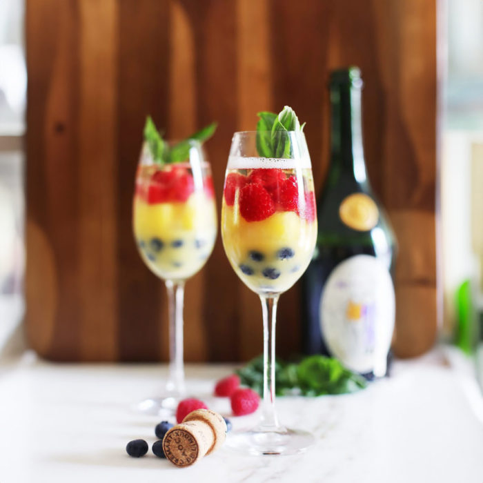 Rainbow Mimosas with Fresh Fruit