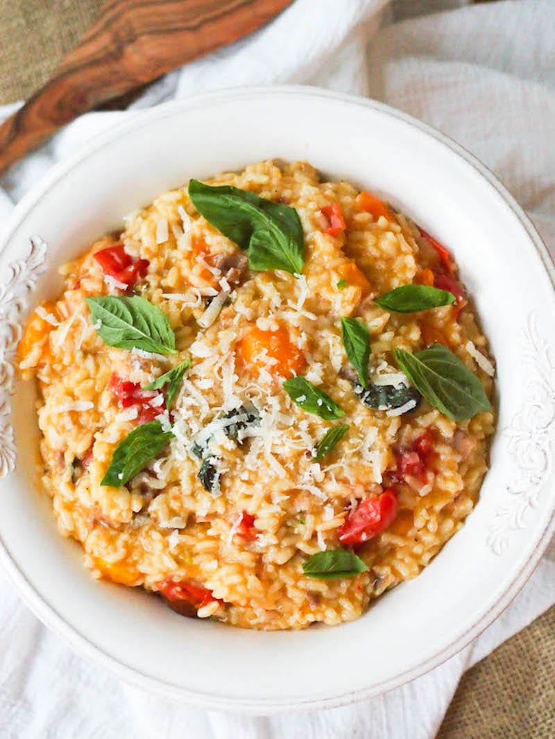 Creamy Tomato Basil Risotto with Prosciutto