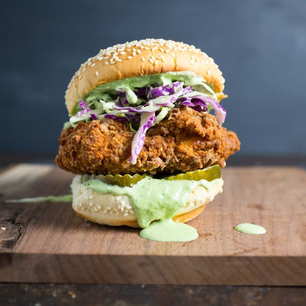 The Perfect Green Goddess Fried Chicken Sandwich