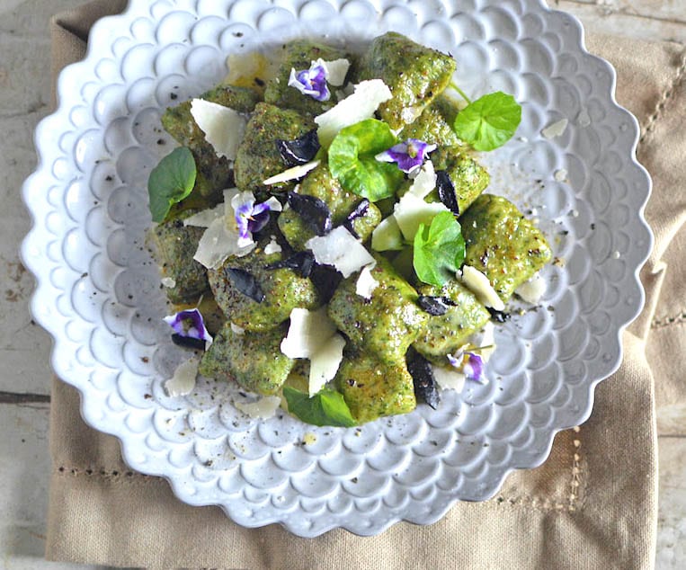 Warrigal Greens Gnocchi with Black Garlic