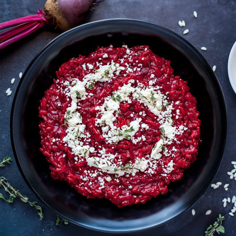 Beet Risotto Recipe with Goat Cheese and Truffle Oil