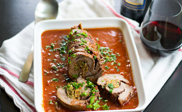 Prosciutto Stuffed Beef Braciole