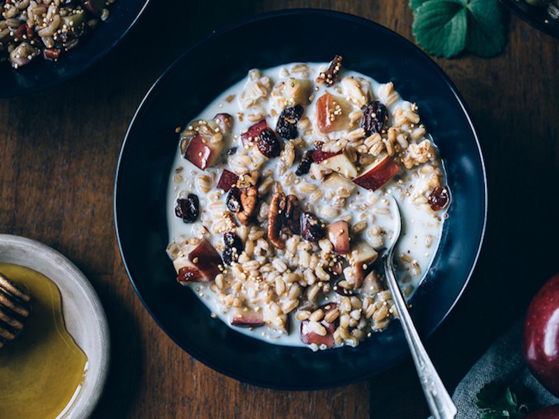 Warm Farro with Cinnamon Apples Breakfast Bowl