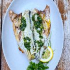 Whole Grilled Branzino with Lemon Olive Oil and Fresh Herbs