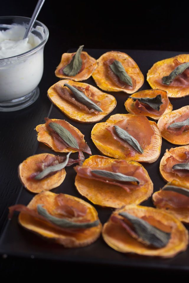 Easy Antipasto: Sweet Potato, Sage and Crispy Prosciutto Stacks