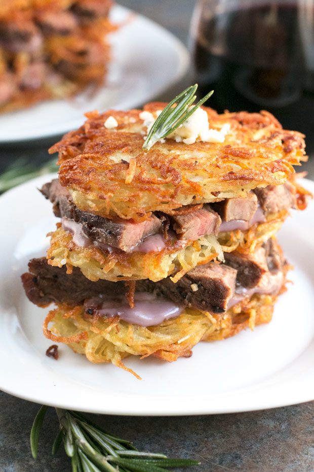 Garlic Rosemary Steak and Potato Stacks