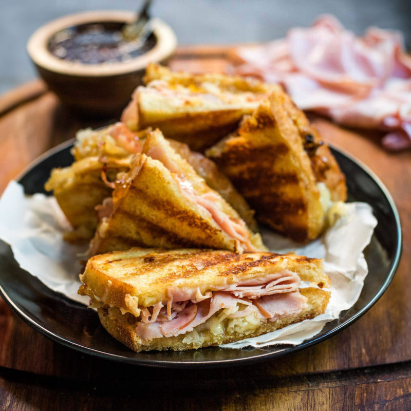 Gruyere Grilled Cheese, Caramelized Onion and Black Forest Ham