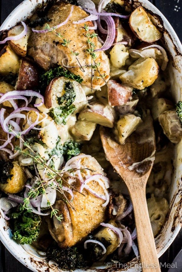 One Pan Potato Chicken Gratin