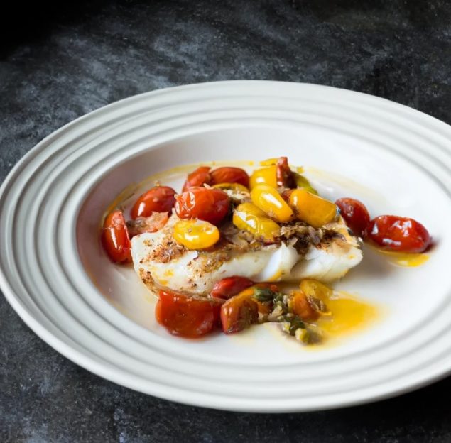 Striped Bass with Italian Tomato and Caper Sauce