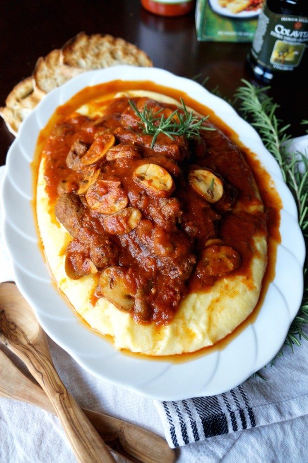 Italian Holiday Table: Mushroom and Sausage Polenta with Baci Chocolate Cake