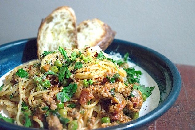 Spicy Pork Sausage Spaghetti