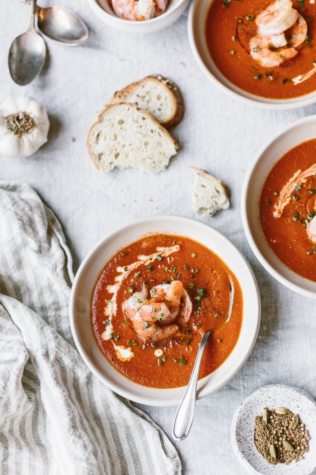 Curry Tomato Soup with Shrimp