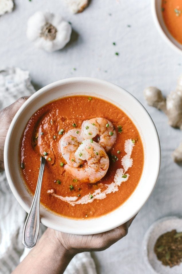 Curry Tomato Soup with Shrimp