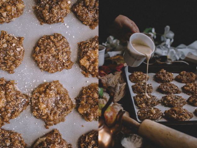 Dutch Apple Pie Cookies with Caramel Glaze