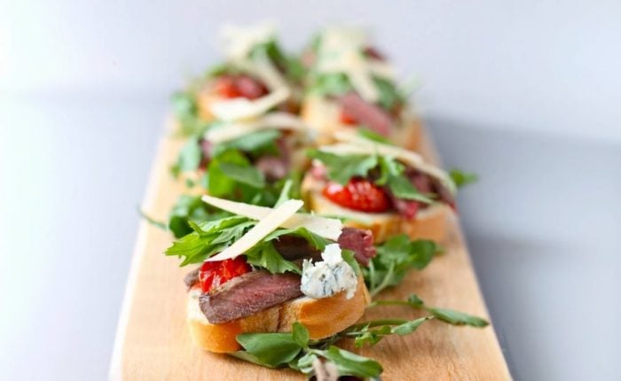 Steak and Roasted Tomato Bruschetta