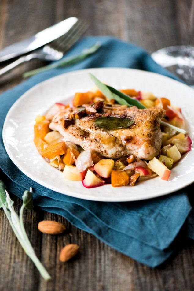 Fresh Dinners for 2017: Pan-Seared Chicken with Honeynut Squash and Apple