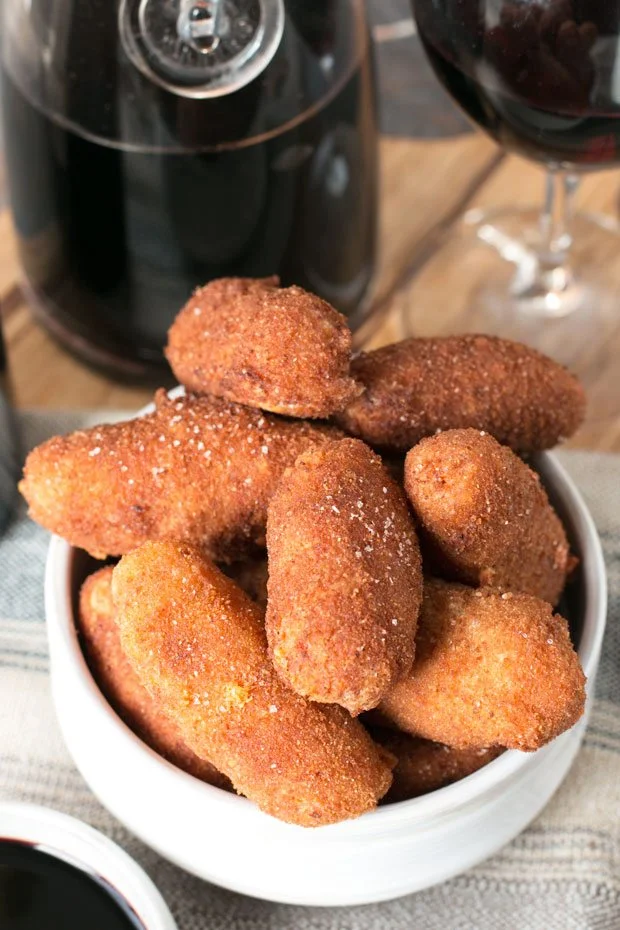 Chorizo and Cheese Croquettes with Red Wine Sauce