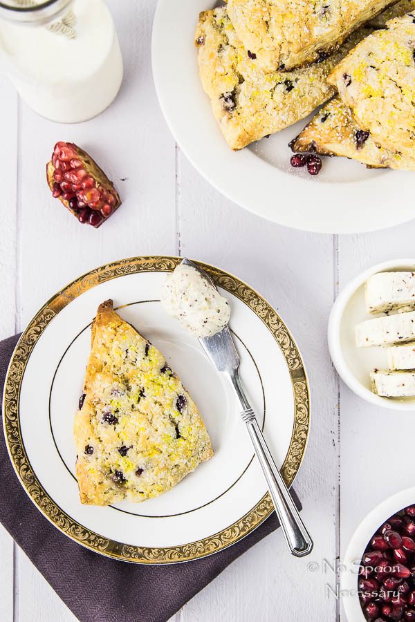 Pomegranate Cranberry Scones with Vanilla Butter