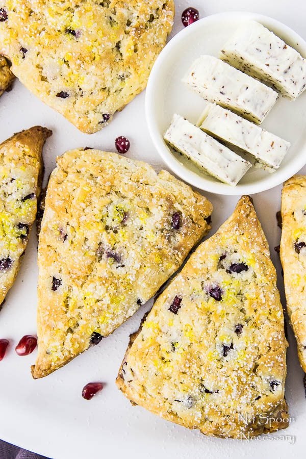 Pomegranate Cranberry Scones with Vanilla Butter