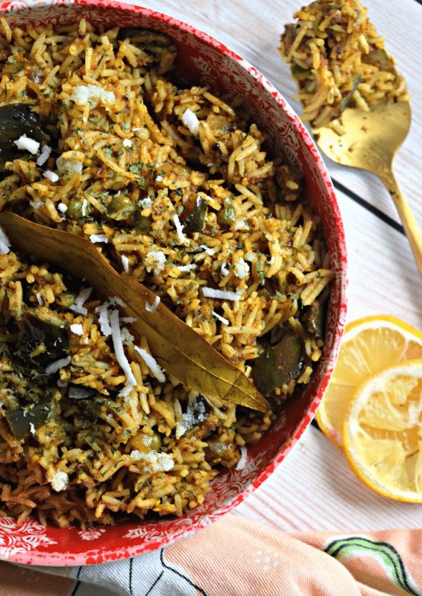 Eggplant Fried Rice with Masala