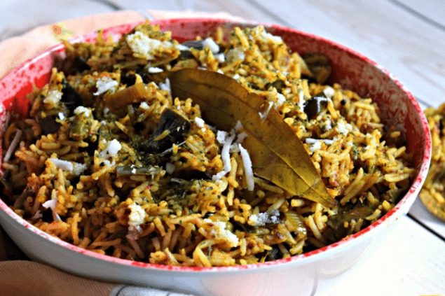 Eggplant Fried Rice with Masala