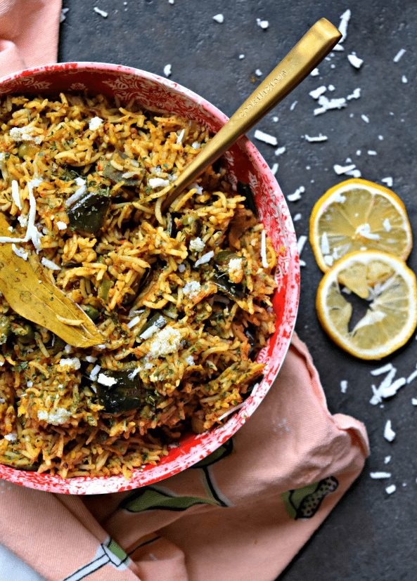 Eggplant Fried Rice with Masala