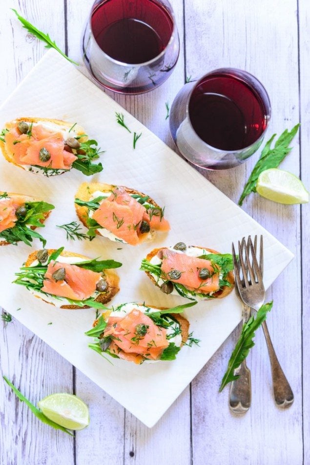 Smoked Salmon Cream Cheese Bruschetta