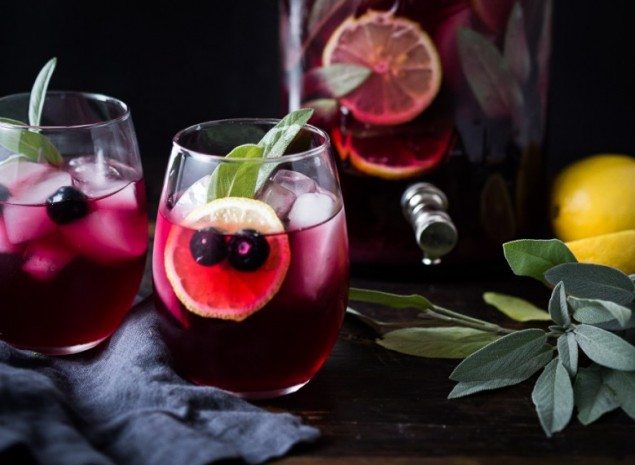 Blueberry and Sage Gin Punch