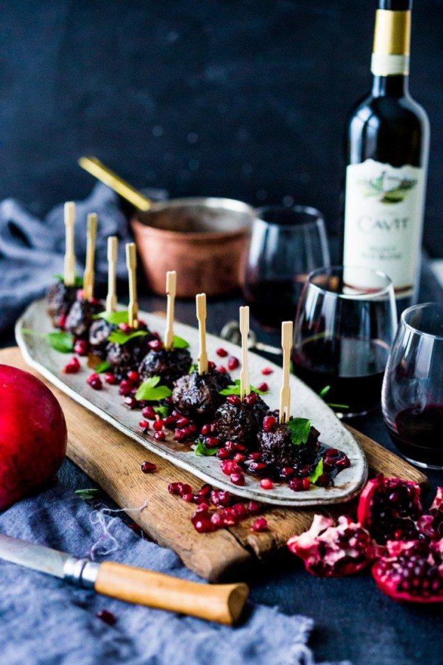 Pomegranate Glazed Moroccan Meatballs