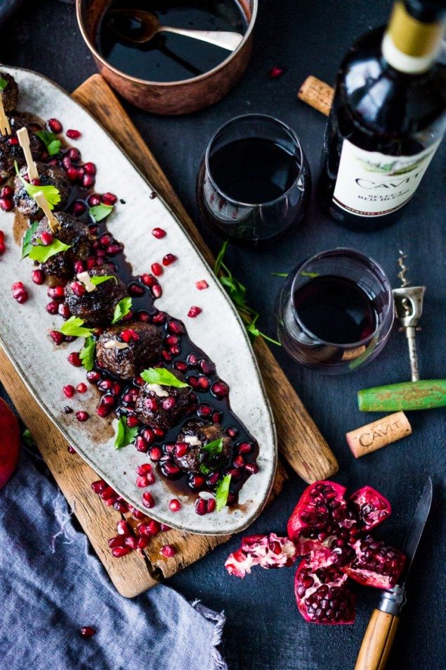 Pomegranate Glazed Moroccan Meatballs