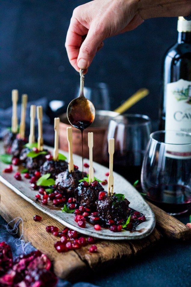 Pomegranate Glazed Moroccan Meatballs