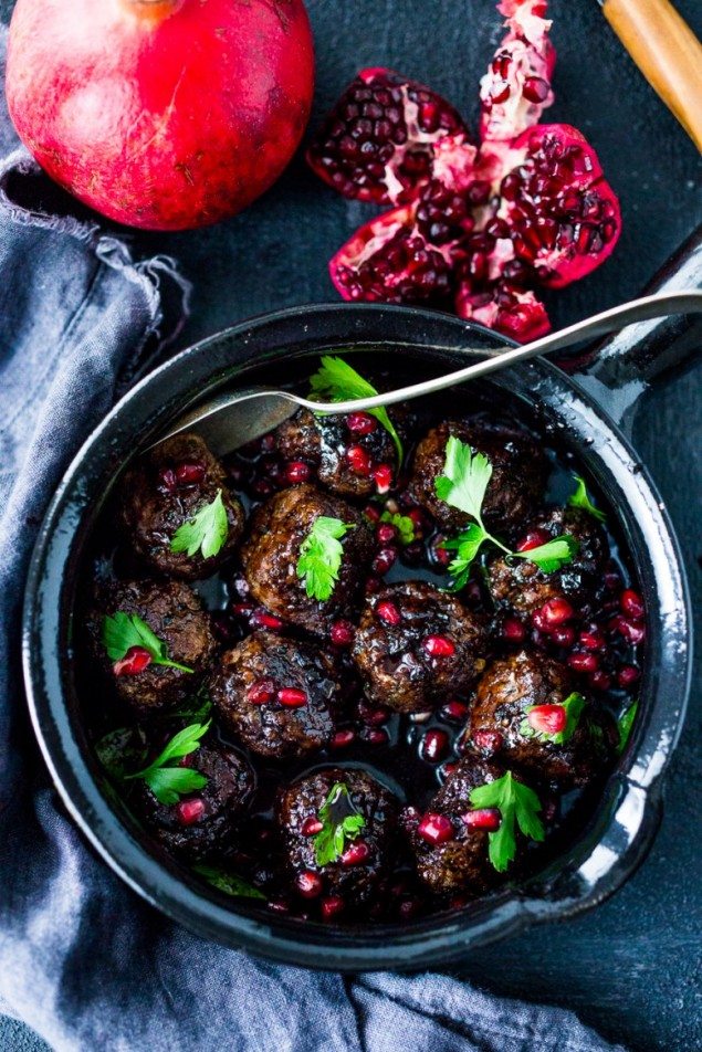 Pomegranate Glazed Moroccan Meatballs