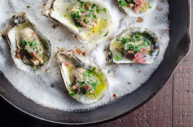 Herb Butter Baked Oysters with Prosciutto Recipe