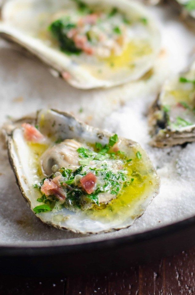 Herb Butter Baked Oysters with Prosciutto Recipe