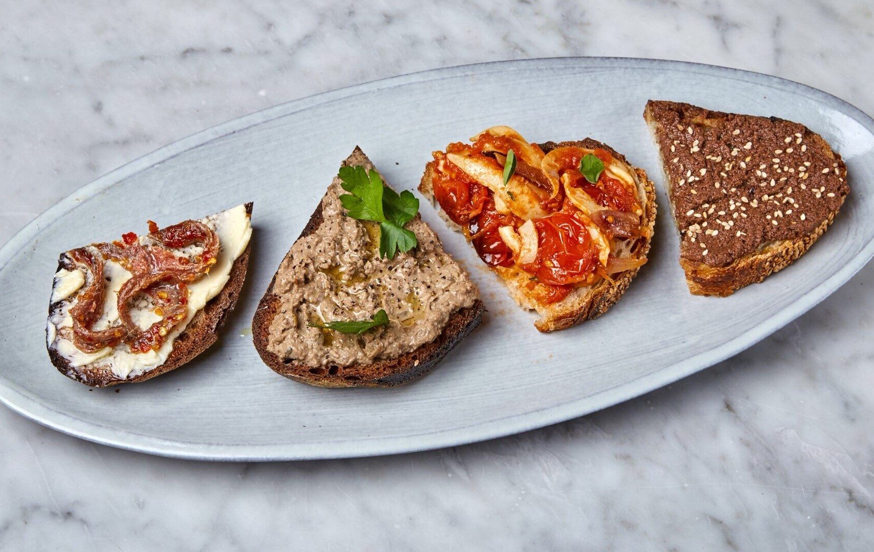 Acciughe e Burro, Pate di Fegatini, Seppia in Umido