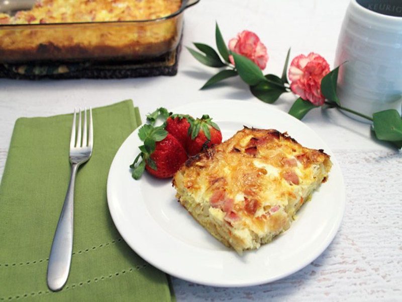 Ham-and-Cheese-Breakfast-Casserole-plated