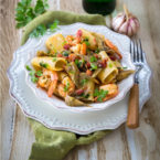 Paccheri Pasta with Artichokes, Shrimp and Pancetta Recipe