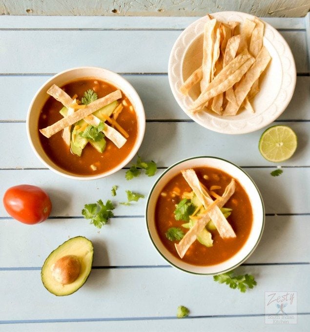 Hearty Vegetarian Tortilla Soup