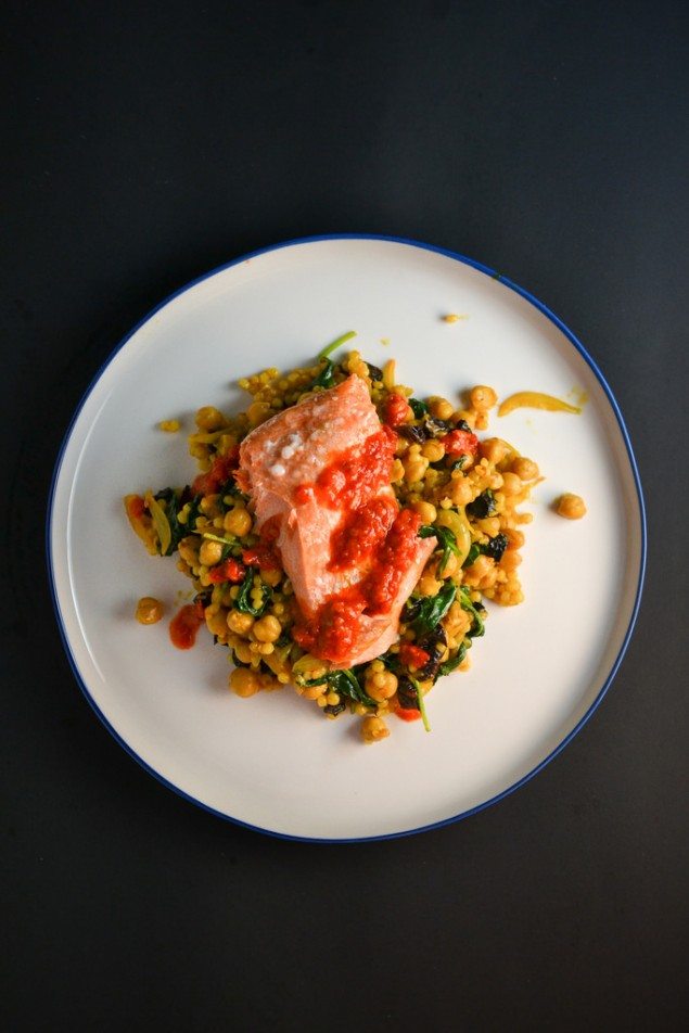 Spicy Salmon and Israeli Couscous
